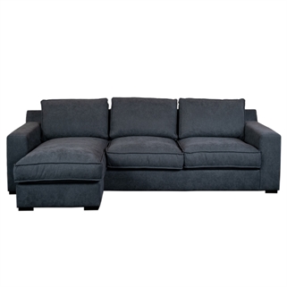  Lønstrup sofa med chaiselong | Grå/blåt stof 